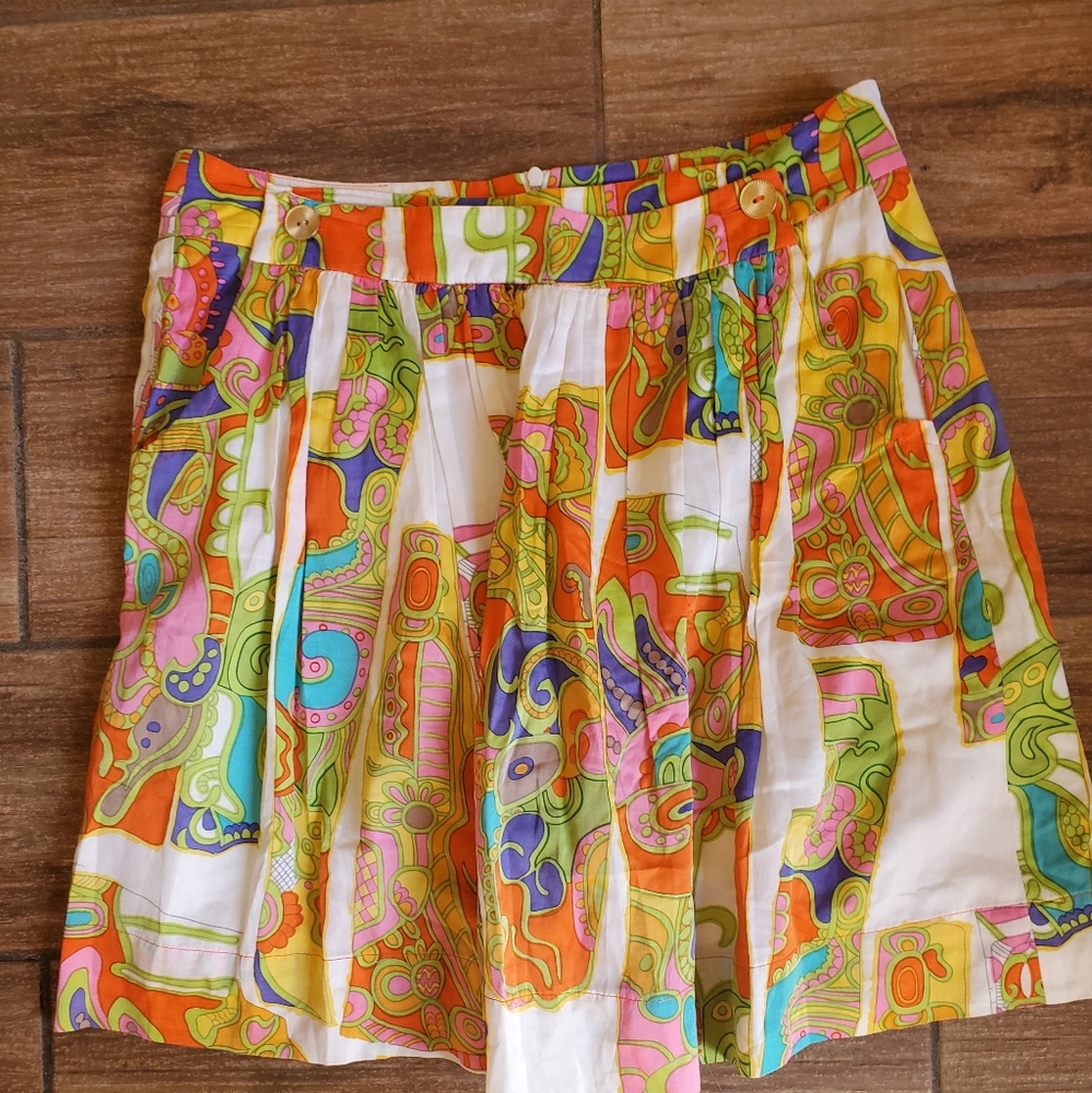 Trina Turk Multicolored Pleated Mini Skirt.